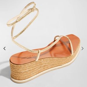 Jimmy Choo Drive Metallic Wedge Espadrille Sandal size 39